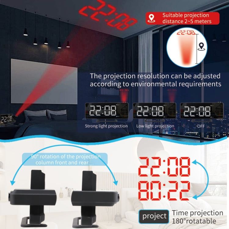 LED Digital Alarm Clock Rechargeable Projection Clock