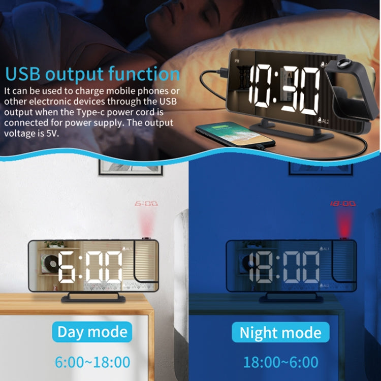 LED Digital Alarm Clock Rechargeable Projection Clock