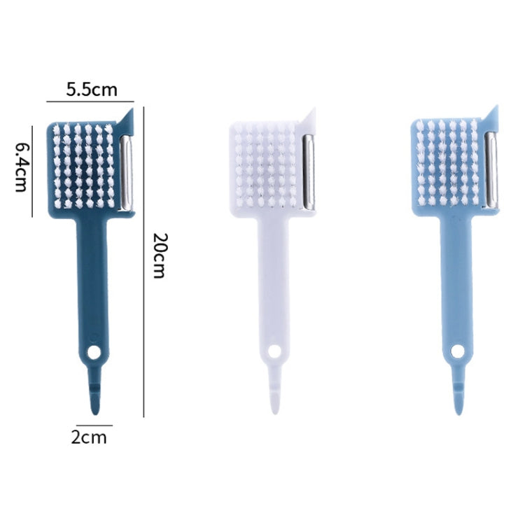 4 PCS 5 in 1 Multifunctional Peeler Household Kitchen Plastic Long-Handled Garlic Grinder With Brush Head(White)