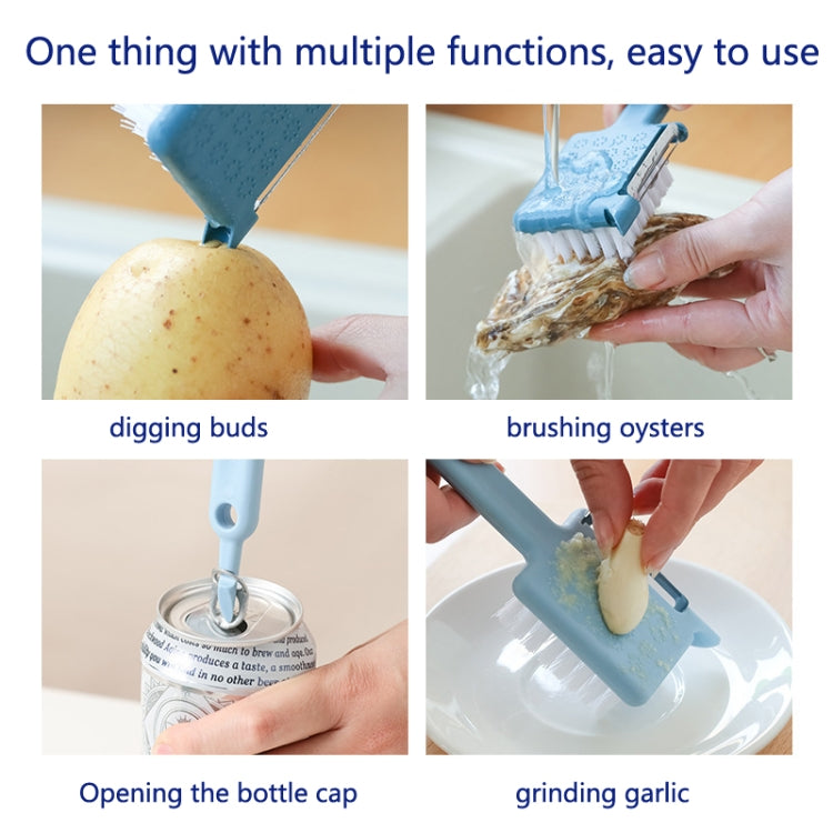 4 PCS 5 in 1 Multifunctional Peeler Household Kitchen Plastic Long-Handled Garlic Grinder With Brush Head(White)