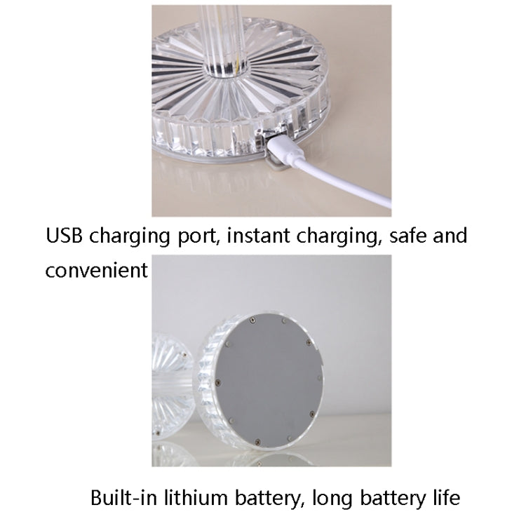 USB Charging Touch Diamond Crystal Table Lamp, Specification: USB Charging(Tri-tone Light)