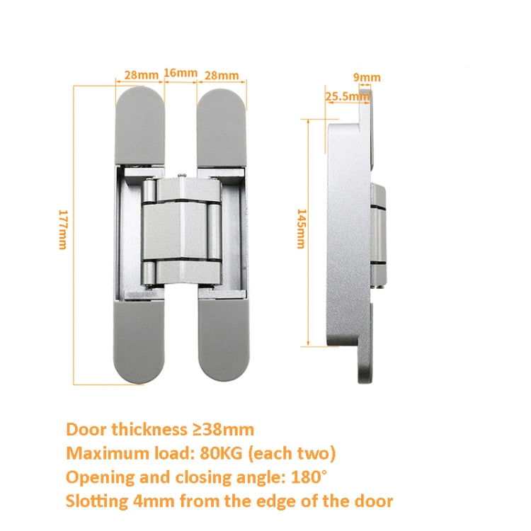Three-Dimensional Adjustable Cross Hinge Folding Door Concealed Hinge, Specification: No. 4 Dumb Black 80kg