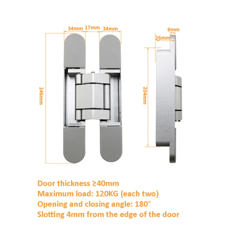 Three-Dimensional Adjustable Cross Hinge Folding Door Concealed Hinge, Specification: No. 5 Dumb Black 120kg
