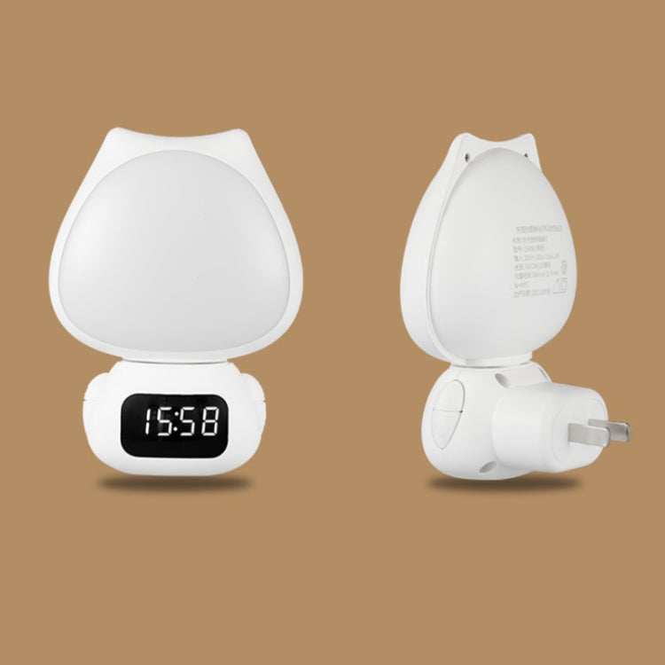 Cat Rotatable Remote Control Night Light with Time Display, CN Plug