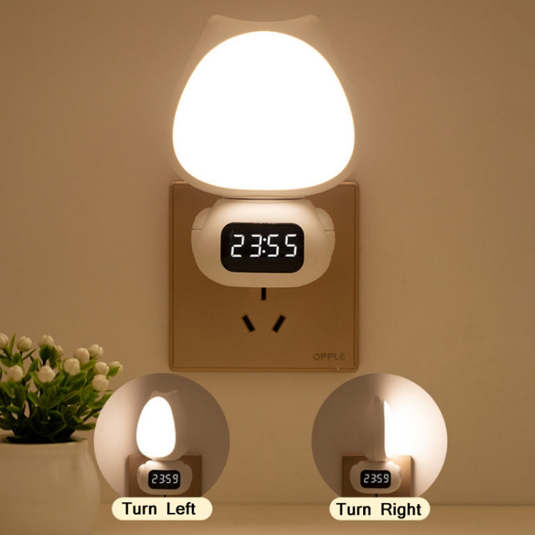 Cat Rotatable Remote Control Night Light with Time Display, CN Plug