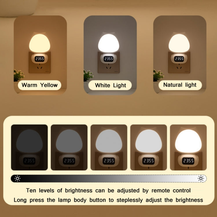 Cat Rotatable Remote Control Night Light with Time Display, CN Plug