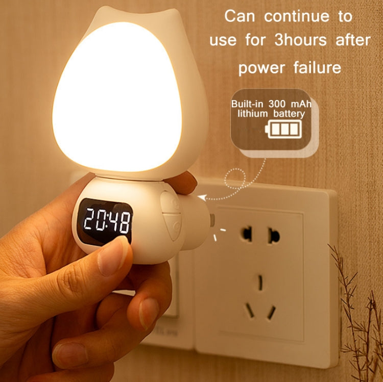 Cat Rotatable Remote Control Night Light with Time Display, CN Plug