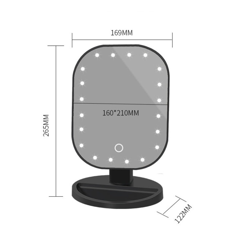 20 LEDs Smart Touch Screen Dimming Makeup Mirror,Style: Black Dry Battery