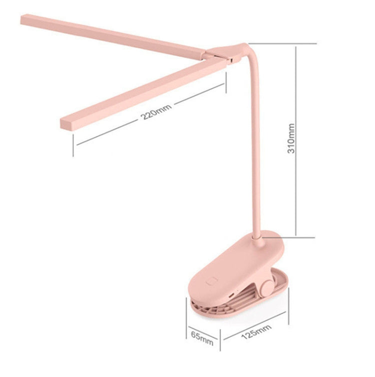 TD5 Double Lamp Head USB Desktop Clip Table Lamp,Style: Rechargeable Version (White)