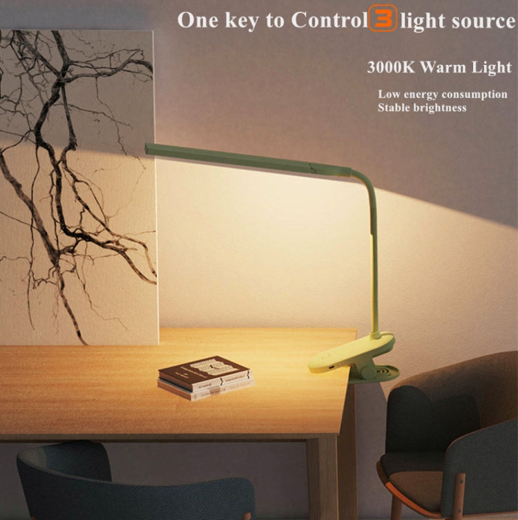 TD5 Double Lamp Head USB Desktop Clip Table Lamp,Style: Rechargeable Version (White)