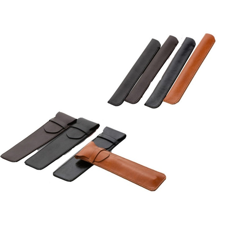 2 PCS In-Line Capacitive Stylus Pen Protective Case For Apple Pencil, Style: With Lid (Black Genuine Leather)