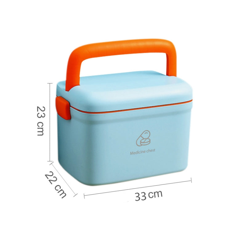 LY099 Family Installed Drug Storage Box Small Medicine Box, Size: Small 23x16x16cm(Light Blue+Orange)