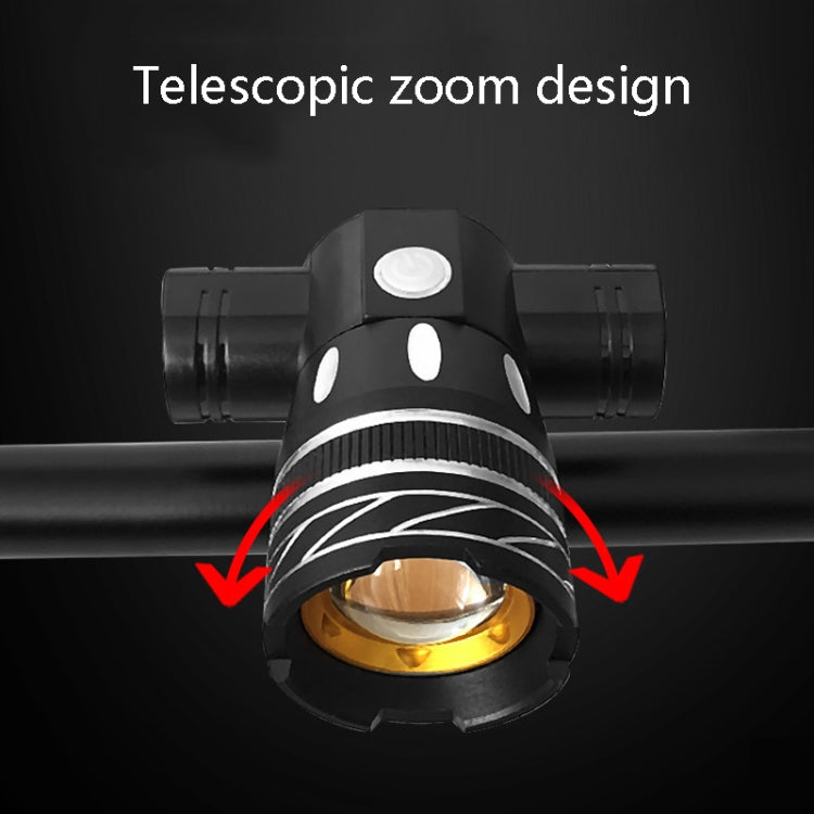 7602 LED USB Charging Telescopic Zoom Bicycle Front Light, Specification: Headlight + 918 Taillight