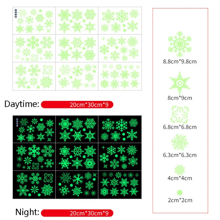 9 PCS / Pack Luminous Snowflake Christmas Wall Sticker(AB-1-131)