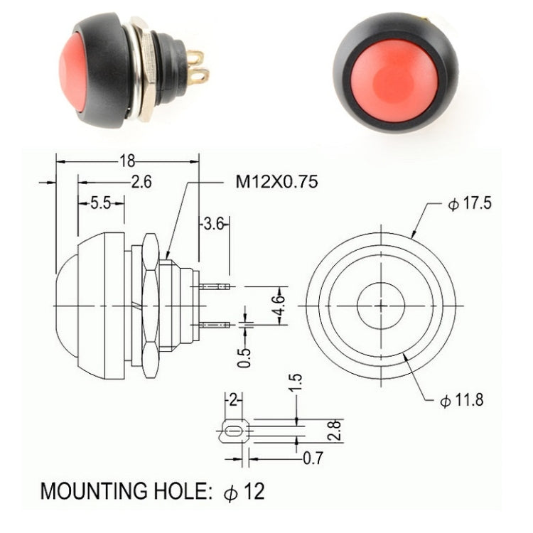 10 PCS Small Waterproof Self-Reset Button Switch