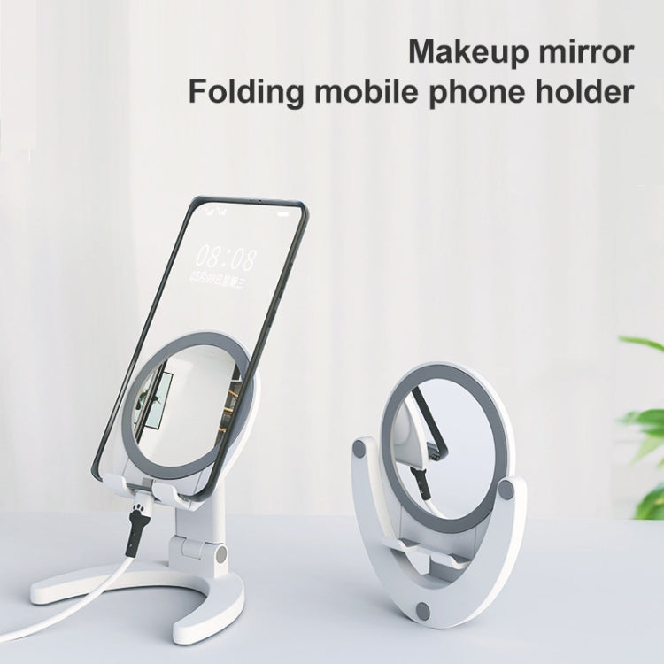 Folding Portable Mirror Phone Holder For 3-7 inch Mobile Phone