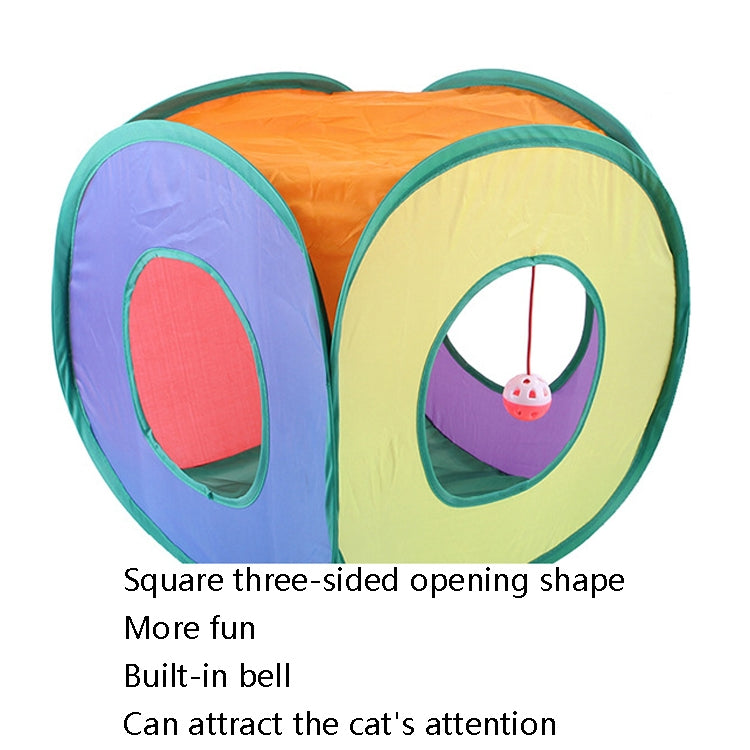 B18210 Square Cat Tunnel Can Storage Folding Cat Channel(Rainbow)