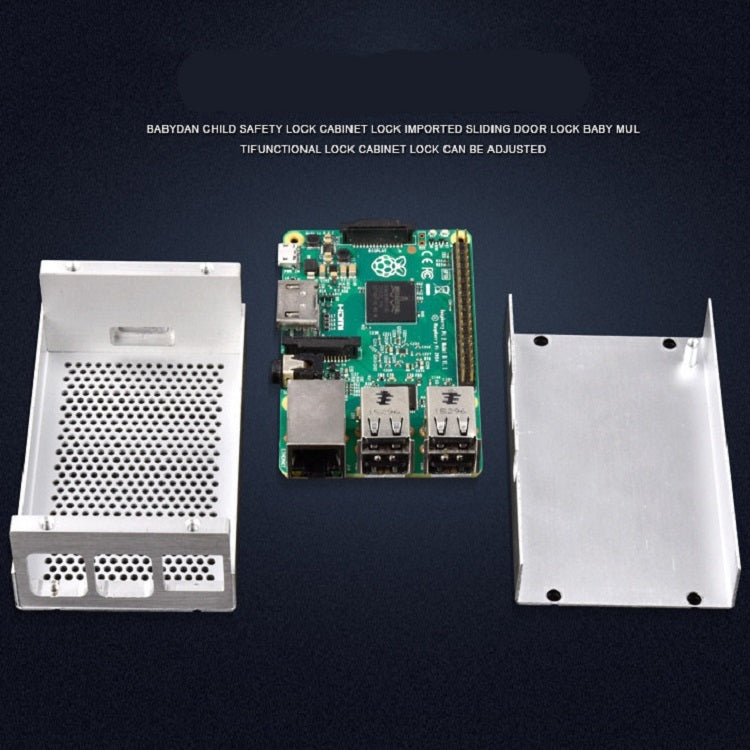 Aluminum Alloy Shell Grid Cooling Box For Raspberry Pi 3 Model B Pi 2/B + Silver with Fan