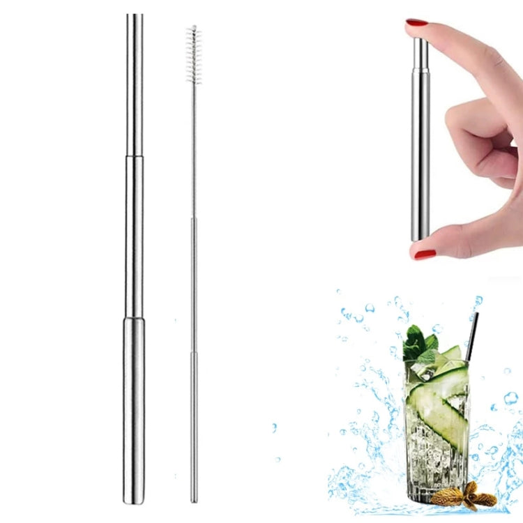 10 Sets Stainless Steel Portable Telescopic Straw(Straw+Brush)