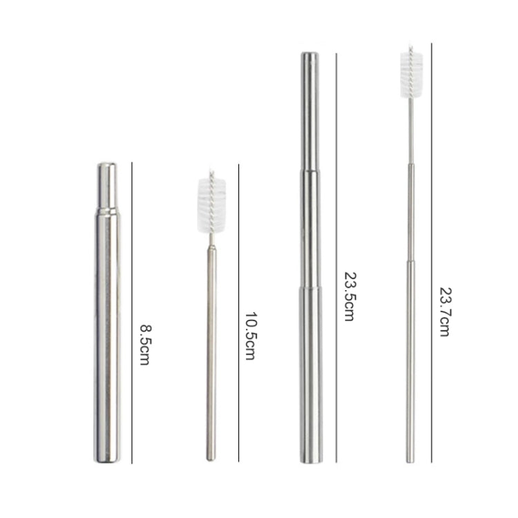 10 Sets Stainless Steel Portable Telescopic Straw(Straw+Brush)