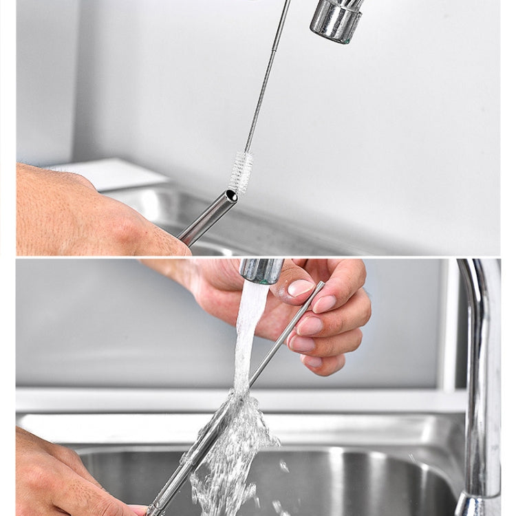 10 Sets Stainless Steel Portable Telescopic Straw(Straw+Brush)