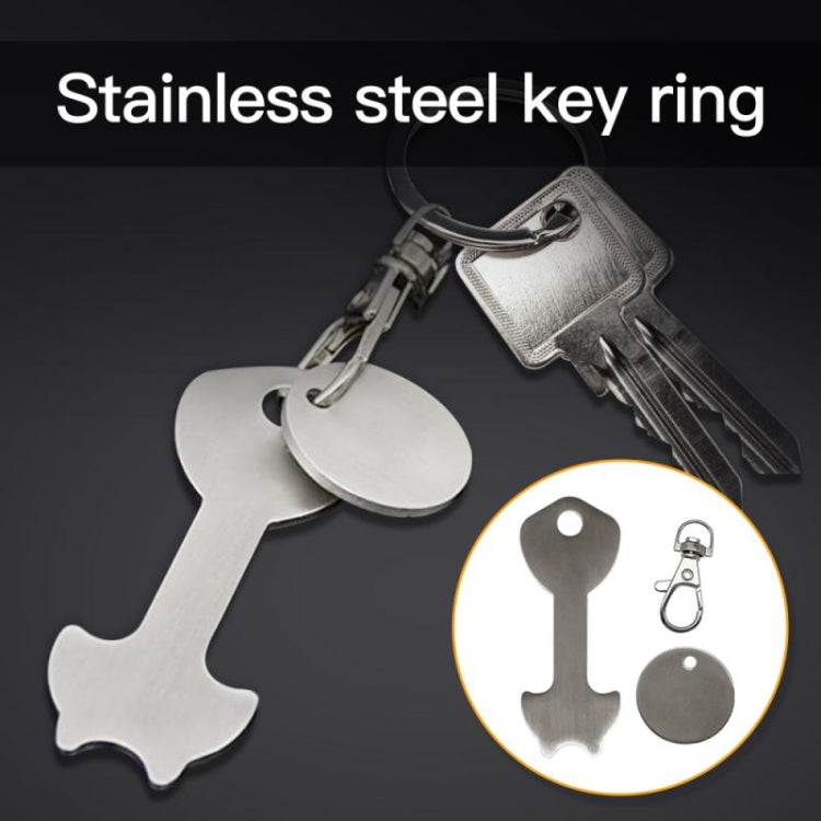 2 PCS Metal Key Ring Shopping Supermarket Trolley Unlock Key(Silver)