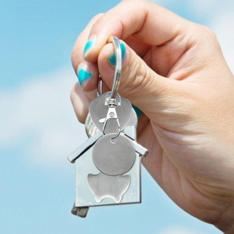 2 PCS Metal Key Ring Shopping Supermarket Trolley Unlock Key(Silver)