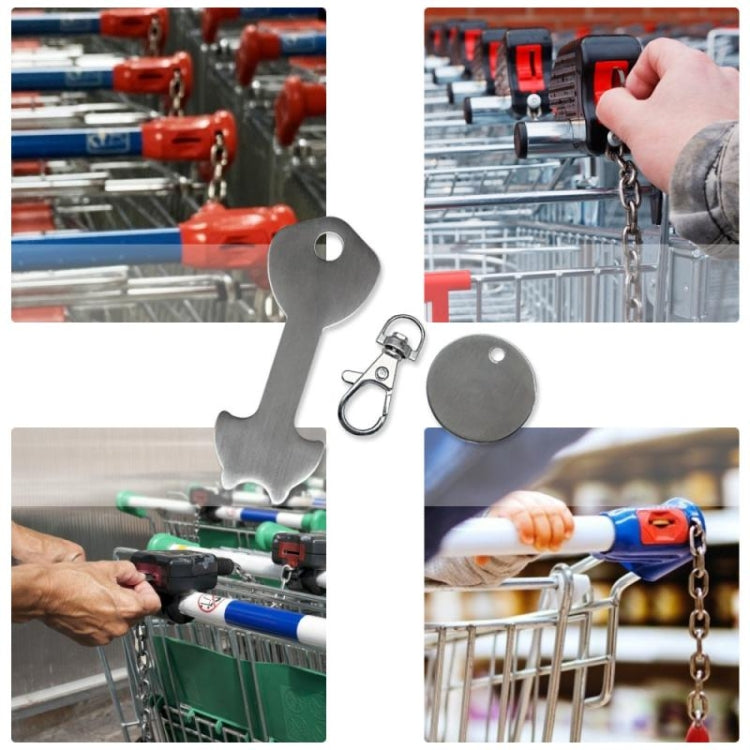 2 PCS Metal Key Ring Shopping Supermarket Trolley Unlock Key(Silver)