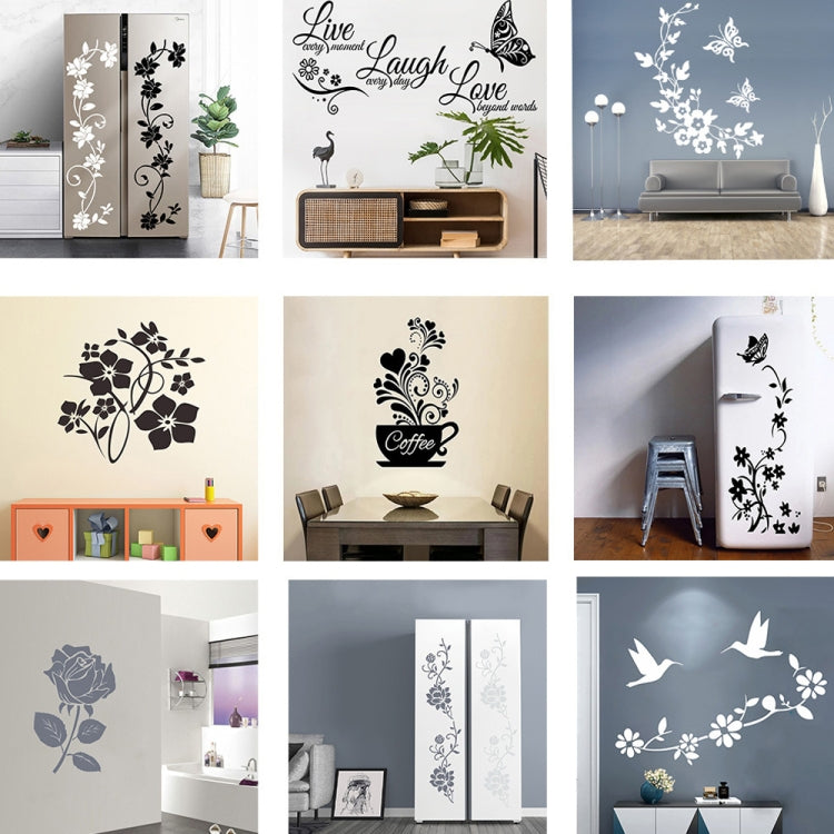 2 PCS Animals Flower Vine Wall Beautification Decoration Stickers, Style: AB-1-049 (White)