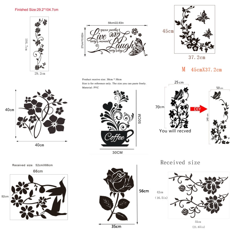 2 PCS Animals Flower Vine Wall Beautification Decoration Stickers, Style: AB-1-065 (White)