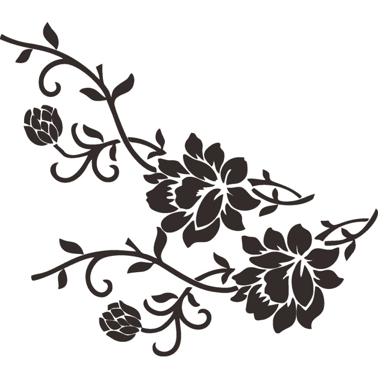 2 PCS Animals Flower Vine Wall Beautification Decoration Stickers, Style: AB-1-100 (Black)