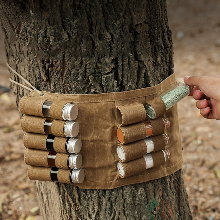 Outdoor Camping Spice Bottle Storage Bag with 9 Glass Bottles