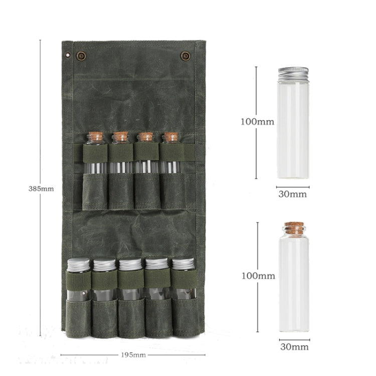 Outdoor Camping Spice Bottle Storage Bag with 9 Glass Bottles