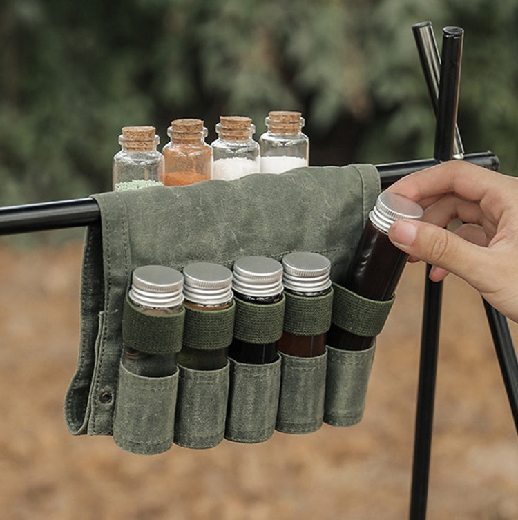 Outdoor Camping Spice Bottle Storage Bag with 9 Glass Bottles