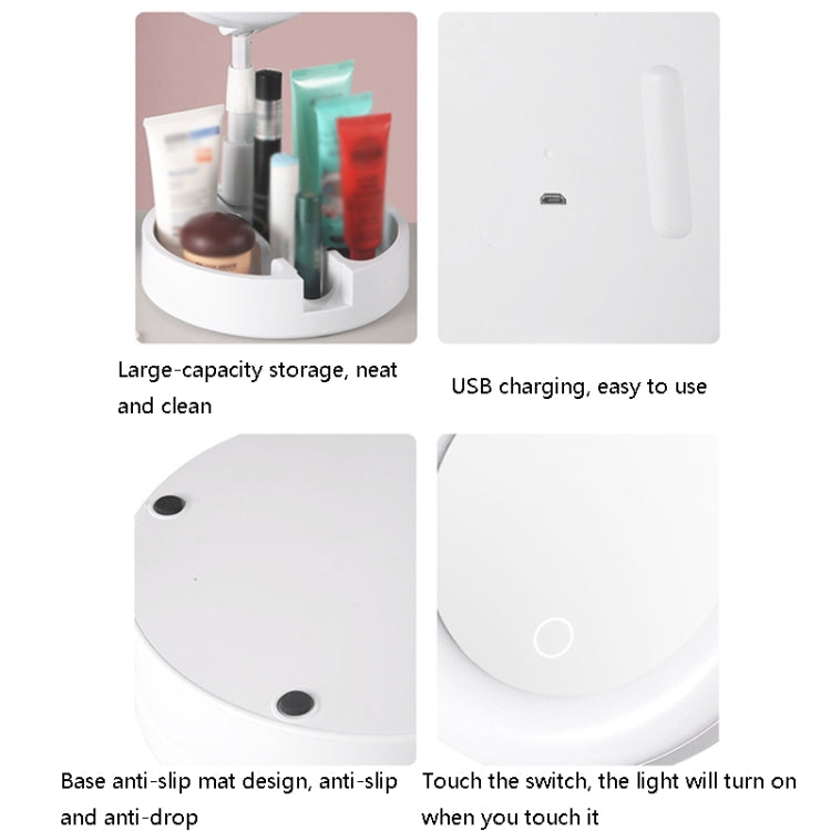 Multifunctional LED Three-Tone Light Retractable Makeup Mirror(White)