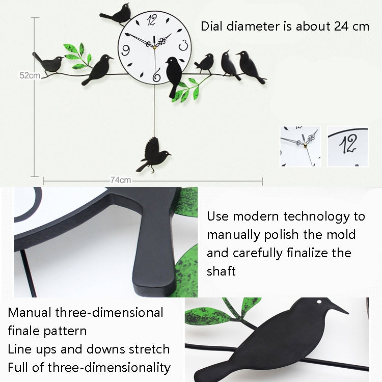 Living Room Wall Clock Bird Mute Clock(M8003A-74)