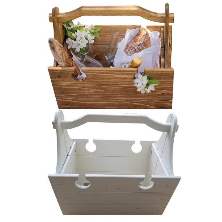 2 in 1 Wooden Outdoor Folding Picnic Basket Table Wine Table, Size: Small
