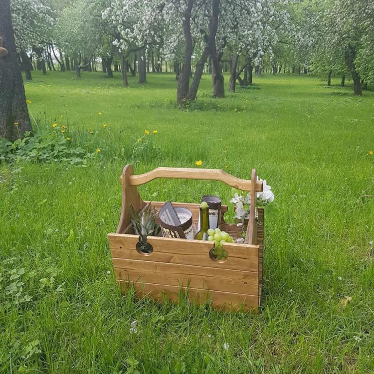 2 in 1 Wooden Outdoor Folding Picnic Basket Table Wine Table, Size: Small