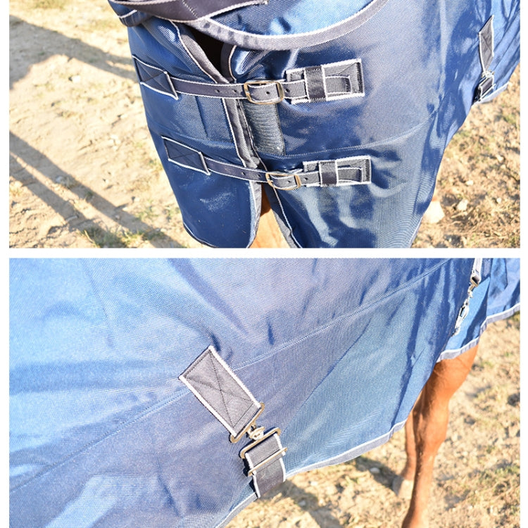 Winter Plus Cotton Comfortable And Warm Horse Jersey With Bib, Specification: 125cm (Dark Blue)