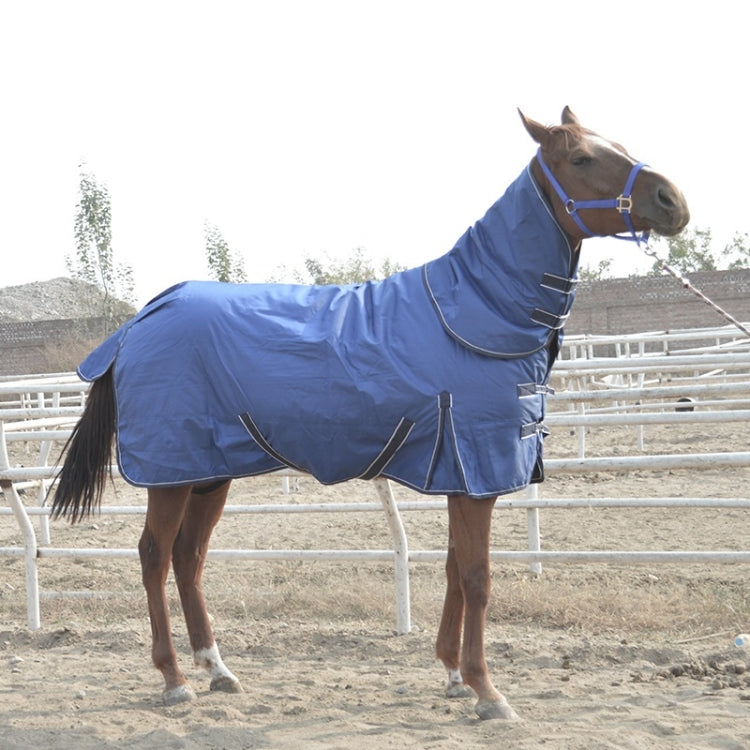 Winter Plus Cotton Comfortable And Warm Horse Jersey With Bib, Specification: 135cm (Dark Blue)