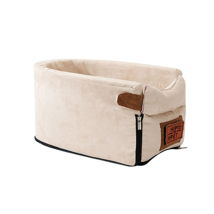 Car Central Control Seat Pet Portable Bed Pad, Colour: Oval + Beige(42x20x22cm)