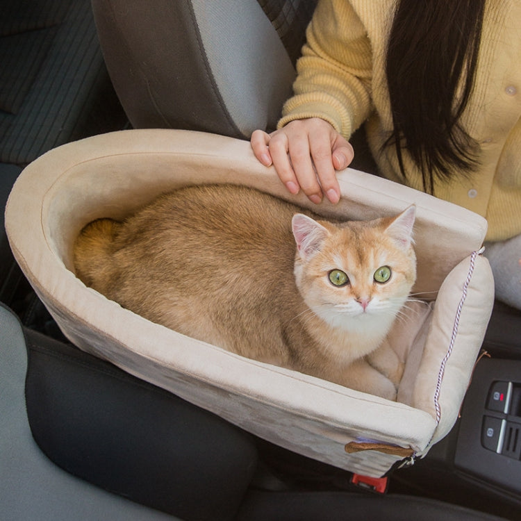 Car Central Control Seat Pet Portable Bed Pad, Colour: Gray+Handle+Upper Cover(42x20x22cm)