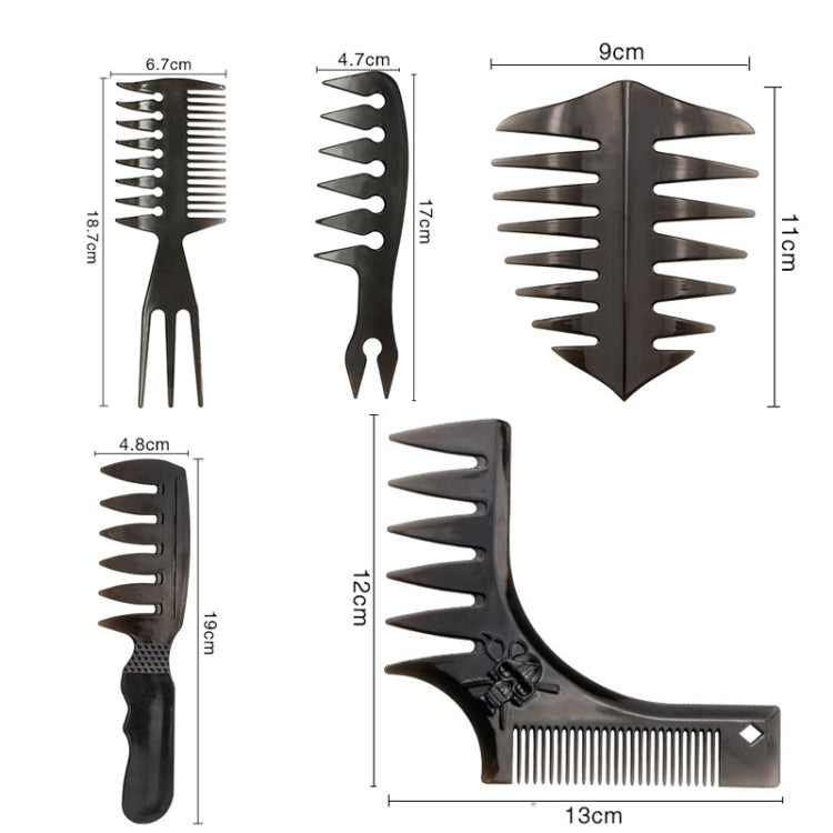 3 PCS Beard Template Right-Angle Comb Men Retro Back Hair Comb