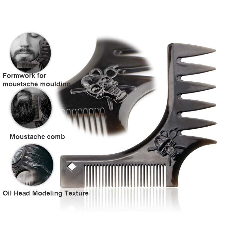 3 PCS Beard Template Right-Angle Comb Men Retro Back Hair Comb