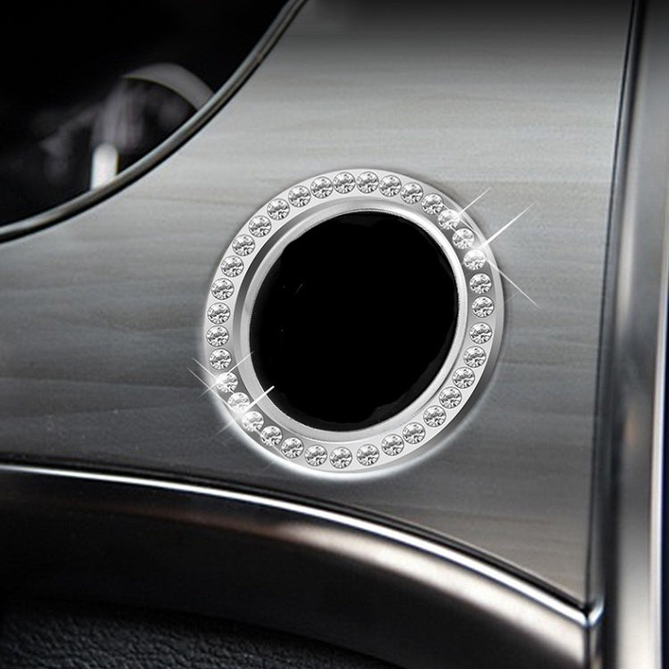 3 PCS Car Universal Interior Ignition Switch Button Decoration Sticker Decoration Circleã€Silver Diamondã€‘