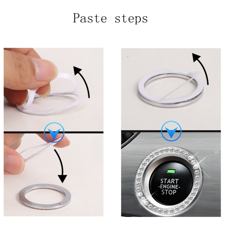 3 PCS Car Universal Interior Ignition Switch Button Decoration Sticker Decoration Circleã€Silver Diamondã€‘