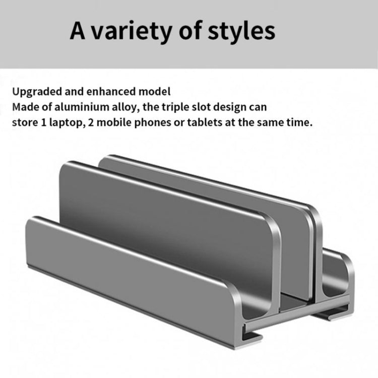 Aluminum Alloy Laptop Tablet Phone Storage Stand, Color: L402 Three Slots (Gray)