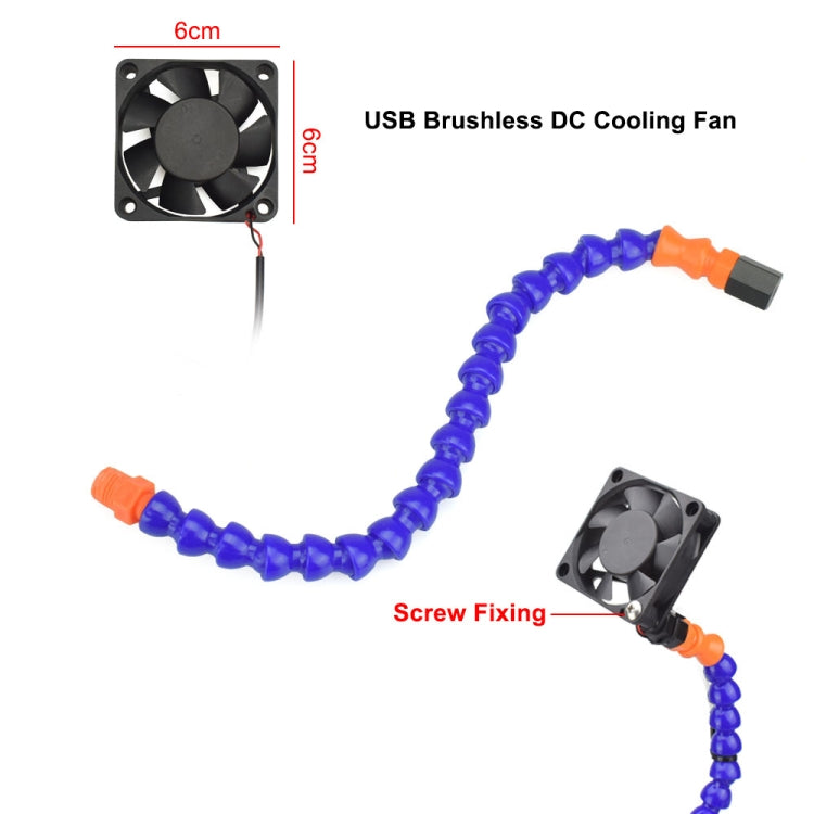 SN6SB-USB Six-Claw LED Lights Welding Station With Magnifying Glass & Fan(Blue)