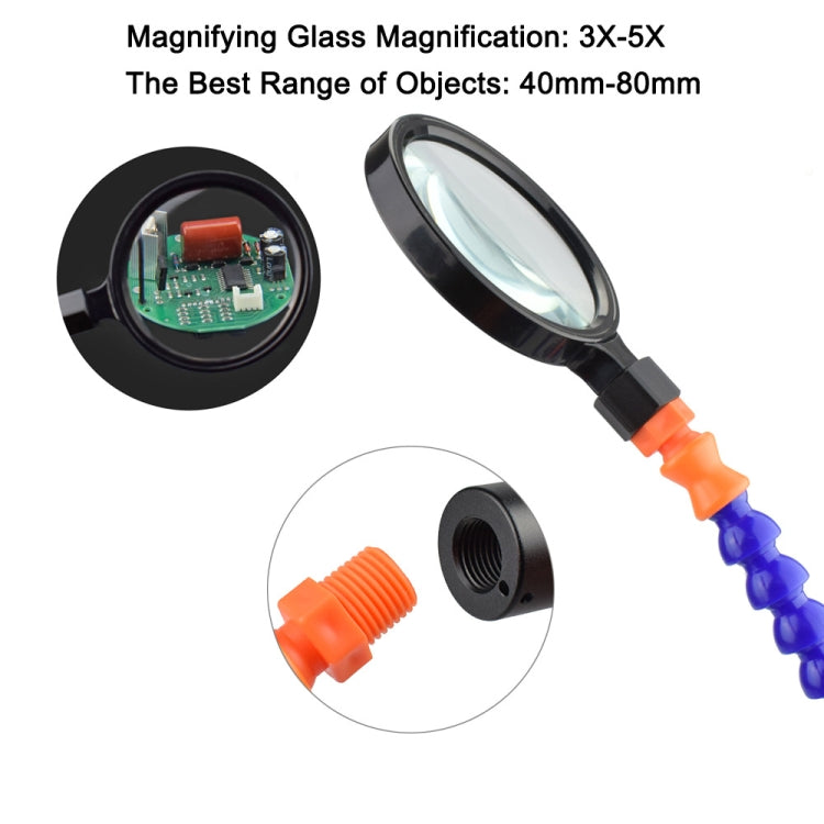 SN6SB-USB Six-Claw LED Lights Welding Station With Magnifying Glass & Fan(Blue)