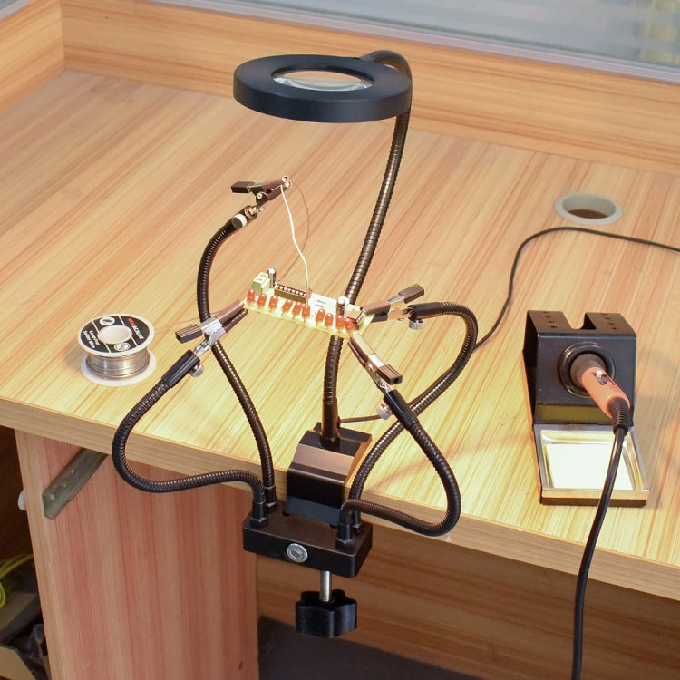 LED Lamp Magnifying Glass 360-Degree Adjustable Welding Table